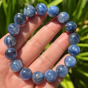 12mm stretchable flashy blue kyanite‎ bracelet